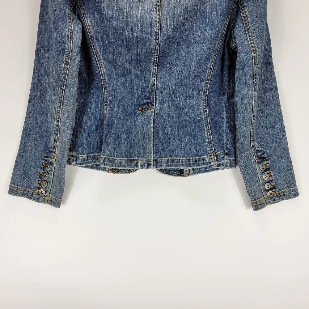 Tommy Hilfiger Vintage Y2K Denim Jean Jacket Women Medium Petite Grunge Punk - Picture 9 of 12